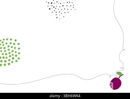 Pflaumenstetige Linie Hintergrund. Eine einzige Linie Bio gesunde Lebensmittel Konzept. Minimalistisch modernes Grafikdesign Stock Vektor