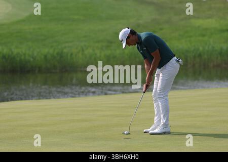 Caledon, Ontario, Kanada. Juni 2025. Matteo Manassero ist in der dritten Runde der RBC Canadian Open im TPC Toronto im Osprey Valley in Caledon, Ontario, Kanada, auf dem 18. Platz. Daniel Lea/CSM/Alamy Live News Stockfoto