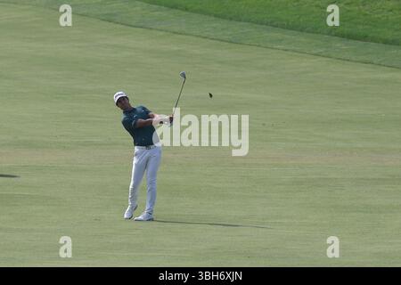Caledon, Ontario, Kanada. Juni 2025. Matteo Manassero spielt in der dritten Runde der RBC Canadian Open, die im TPC Toronto im Osprey Valley in Caledon, Ontario, Kanada ausgetragen wird, auf dem 18. Platz. Daniel Lea/CSM/Alamy Live News Stockfoto