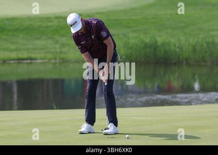 Caledon, Ontario, Kanada. Juni 2025. Taylor Pendrith puttet in der dritten Runde der RBC Canadian Open im TPC Toronto im Osprey Valley in Caledon, Ontario, Kanada. Daniel Lea/CSM/Alamy Live News Stockfoto