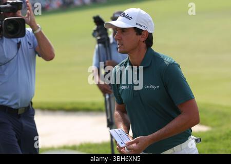 Caledon, Ontario, Kanada. Juni 2025. Matteo Manassero tritt in der dritten Runde der RBC Canadian Open im TPC Toronto im Osprey Valley in Caledon, Ontario, Kanada vom 18. Green ab. Daniel Lea/CSM/Alamy Live News Stockfoto