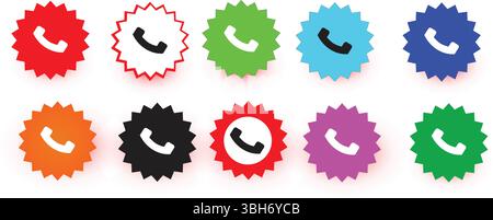 Telefonsymbole festgelegt – Mobile-, Anruf- und Kommunikationssymbole in den Formaten flach, Linie und 3D Stock Vektor