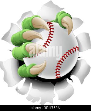 Baseball Ball Claw Cartoon Monster Animal Hand Stock Vektor