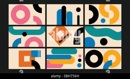 Abstraktes Retro-Design mit verspieltem Shapes-Hintergrund Stock Vektor