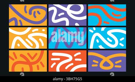 Buntes Verspieltes Doodle-Hintergrund-Set Stock Vektor