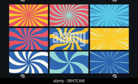 Optische Illusion Style Lines Hintergrund Eingestellt Stock Vektor