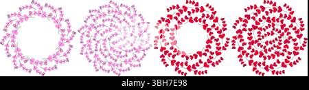 Handgezeichnete Zweige in Herzform Valentinstag Circle Frame Rand und Hintergrund Kopierraum Vorlagenset. Isolierte Vektor-Illustration Grußthemen Karten, Poster, Faltblätter, Etiketten oder Web-Werbebanner Stock Vektor