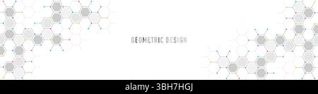 Panoramaansicht des abstrakten geometrischen Hintergrunds mit Sechseck-Formmuster für Banner- oder Website-Header-Vorlage. Vektorabbildung Stock Vektor