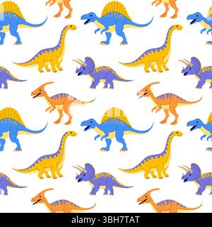 Nahtloses Muster farbenfroher Dinosaurier Stock Vektor