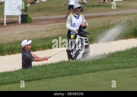 Caledon, Ontario, Kanada. Juni 2025. Andrew Putman spielt aus dem neunten Loch-Bunker während der dritten Runde der RBC Canadian Open im TPC Toronto im Osprey Valley in Caledon, Ontario, Kanada. Daniel Lea/CSM/Alamy Live News Stockfoto