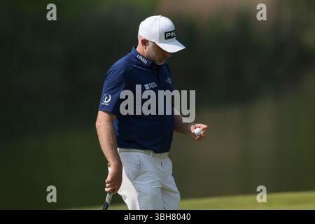 Caledon, Ontario, Kanada. Juni 2025. David Skinns verlässt das 18. Loch-Grün während der dritten Runde der RBC Canadian Open, die im TPC Toronto im Osprey Valley in Caledon, Ontario, Kanada stattfand. Daniel Lea/CSM/Alamy Live News Stockfoto