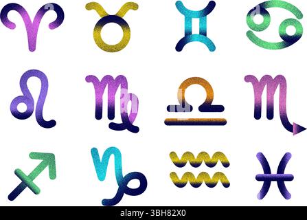 Strukturierte farbenfrohe Tierkreiszeichen Stock Vektor