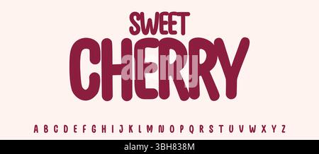 Sommer-Obst-Schriftzug, Zeichentrick fröhlich farbiges Alphabet, abgerundete, verspielte Schriftart für helle kinderfrische Produktüberschriften, freundliches Logo. Kindisch Stock Vektor