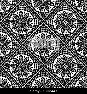 Nahtloses Muster aus runden Mosaikfliesen mit stilisierten Blumenmustern Stock Vektor