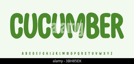 Sommer Gurke Schriftzug, Zeichentrick fröhlich farbiges Alphabet, abgerundete, verspielte Schriftart für helle Kid Frische Produktüberschrift, freundliches Logo. Kindisch Stock Vektor