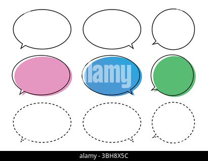 Set von kreisförmigen Formen von Chat-Symbolen – Set von Chat-Blasen Stock Vektor