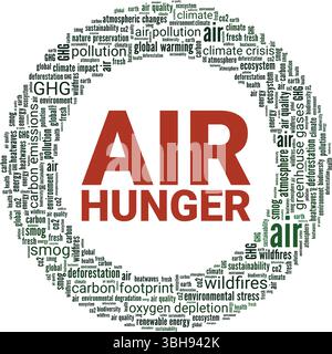 Air Hunger Wortwolke konzeptuelles Design isoliert auf weißem Hintergrund. Stock Vektor