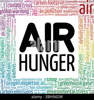 Air Hunger Wortwolke konzeptuelles Design isoliert auf weißem Hintergrund. Stock Vektor
