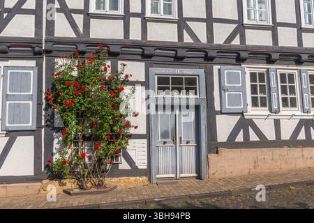 Altstadt von Allendorf mit endlosen Fachwerkhäusern, Bad Sooden-Allendorf, Werra-Meissner-Kreis, Hessen, Deutschland, Europa Stockfoto