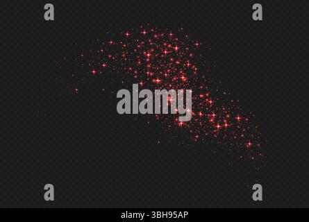 Rote funkelnde Sterne, glänzende Partikel Lichteffekt, transparente, fliegende Sternenstaub-Textur Stock Vektor