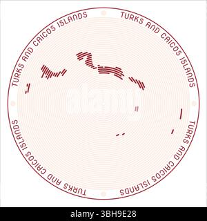 Rundes Logo der Turks- und Caicosinseln. Ländliche Form von Ringen. Turks- und Caicosinseln schreiben im ganzen Land. Vektorabbildung. Stock Vektor