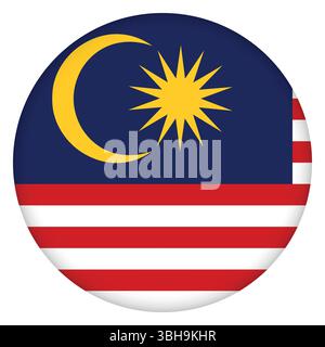 Glaskugel mit Flagge von Malaysia. Runde Kugel, Vorlagensymbol. Malaysische Inseln Nationalsymbol. Realistische Hochglanzkugel, abstrakter 3D-Vektor Stock Vektor