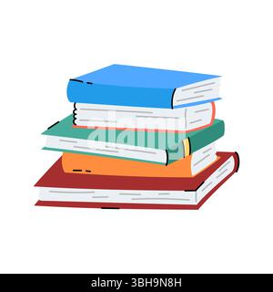 Bücher stapeln Vektor Illustration. Einfache handgezeichnete Designelemente isoliert auf weißem Hintergrund. Flach und kritzelnd. Ich liebe es, Bücher zu lesen Stock Vektor