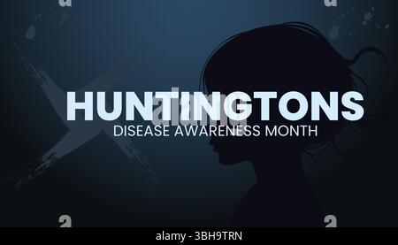Print Hope Beginnt Hier, Huntingtons-Krankheit-Sensibilisierungsmonat Stock Vektor