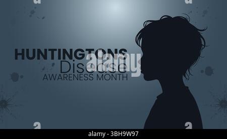 Print Hope Beginnt Hier, Huntingtons-Krankheit-Sensibilisierungsmonat Stock Vektor