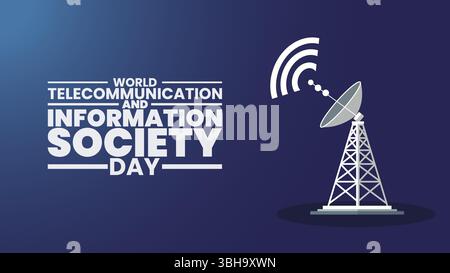 Vorlage zum Welttag der Telekommunikation und Informationsgesellschaft Stock Vektor