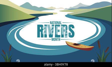 Mit dem Ziel, den National Rivers Month zu feiern, gestalten Sie Ihr Poster-Banner Stock Vektor