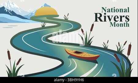 Mit dem Ziel, den National Rivers Month zu feiern, gestalten Sie Ihr Poster-Banner Stock Vektor