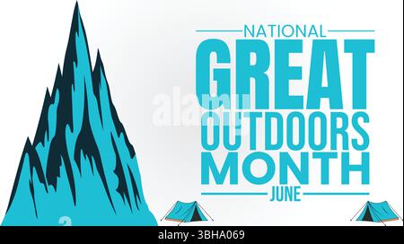 Schlendern Sie ins Staunen und feiern Sie den „National Great Outdoors Month“-Designtemplet Stock Vektor