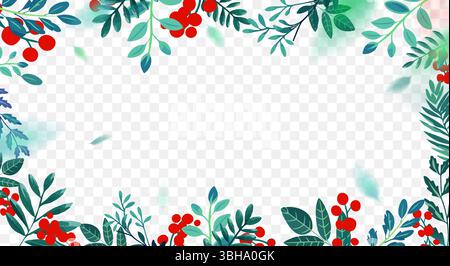 Ein eleganter Blumenrahmen mit Beeren und Blättern, die wunderschön in einem Design angeordnet sind Stock Vektor