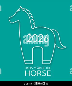 2026, Das Jahr Des Pferdes, Vektor-Symbol-Illustration. Stock Vektor