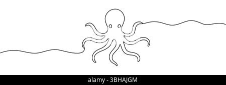 Eine Linienzeichnung eines Oktopus. Vektorabbildung in einer Linie. Stock Vektor