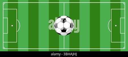 Fussballfeld im flachen Stil. Vektorillustration des Fußballstadions auf isoliertem Hintergrund. Sport Plan Sign Business Concept. Bearbeitbare Kontur. Stock Vektor