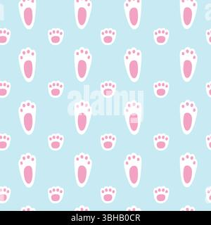 Nahtloses Vektor-Muster mit Häschen-Fußabdruck. Farbenfrohe Hasenfuß-Stufe Stock Vektor
