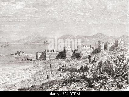 Blick auf Yumurtalık, alias Aegeae, Ayas, Lyeys oder Laiazzo, Golf von Alexandretta alias İskenderun, Adana, Türkei, 19. Jahrhundert. Von der Reise in Kilikien und das Taurusgebirge von Victor Langlois, 1852 - 1853. In Le Tour du Monde, veröffentlicht 1862. Stockfoto
