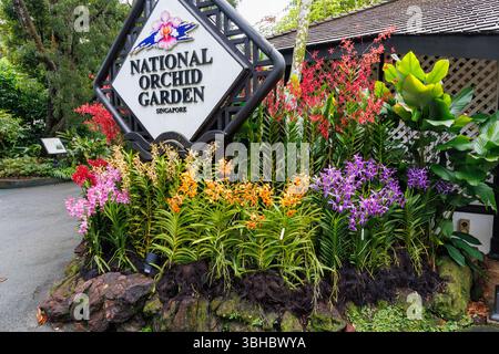Eintritt zum National Orchid Garden in den Botanischen Gärten von Singapur Stockfoto