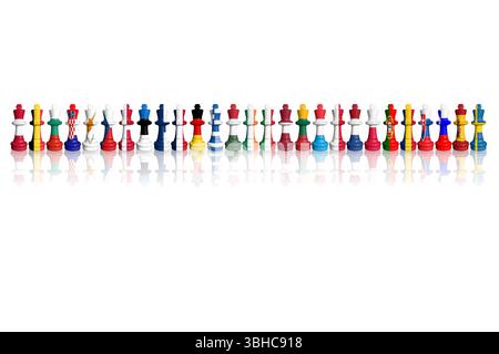 Schach aus EU-Mitgliedsflaggen Stockfoto