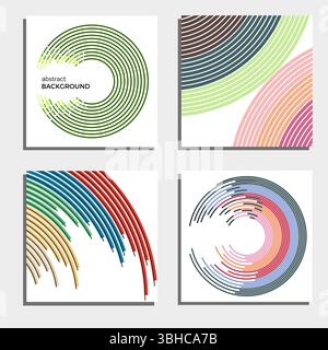 Set aus vier wunderschönen abstrakten Hintergründen. Abstrakte Blitzlichtkreise. Vektorabbildung. Stock Vektor