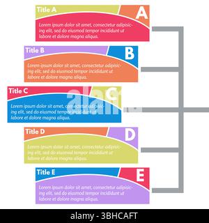 Fünf-Schritte-Infografik-Designelemente. Schritt-für-Schritt-Infografik-Designvorlage. Vektorabbildung Stock Vektor