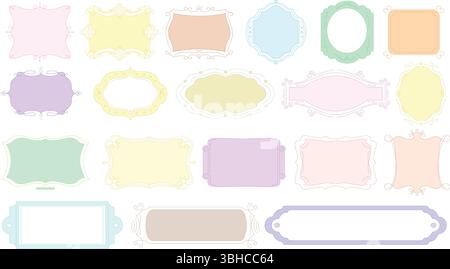 Entdecken Sie unsere wunderschönen Dekorationsrahmen in Pastellfarben für Ihre kreativen Projekte und einzigartigen Ideen Stock Vektor