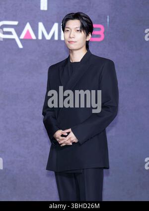 9. Juni 2025: Der südkoreanische Schauspieler Wi Ha-joon nimmt am 9. Juni 2025 an einem Fotogespräch zur NETFLIX-Serie Squid Game Season 3 in Seoul Teil. (Foto: Lee Young-HO/SIPA USA) Stockfoto