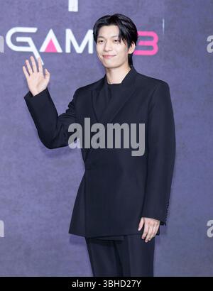 9. Juni 2025: Der südkoreanische Schauspieler Wi Ha-joon nimmt am 9. Juni 2025 an einem Fotogespräch zur NETFLIX-Serie Squid Game Season 3 in Seoul Teil. (Foto: Lee Young-HO/SIPA USA) Stockfoto
