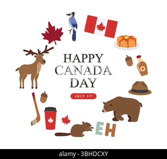 Canada Day Elements Kollektion. Design für Poster, Banner, Grußkarten, Aufkleber Stock Vektor