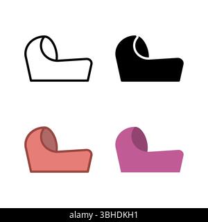 Entzückende Symbole für die Wiege und das Babybett, perfekt für Kinderzimmer, Babyprodukte und Themen für die Pflege von Neugeborenen. Stock Vektor