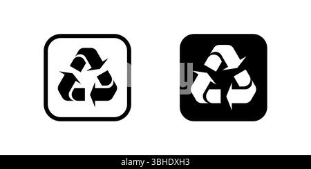 Universelle Recycling-Symbole für Umweltbewusstsein, Abfallsortierung und Kennzeichnung von recycelbaren Materialien auf Produkten und Verpackungen. Stock Vektor