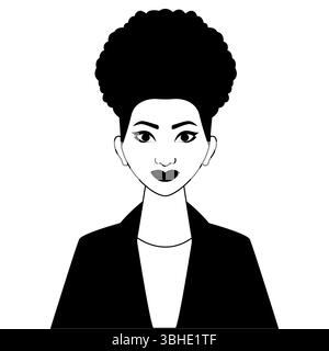 Eine afrikanische Geschäftsfrau Porträt in Schwarz-weiß. Eine einfarbige Silhouette einer schönen afrikanischen Frau. Stock Vektor